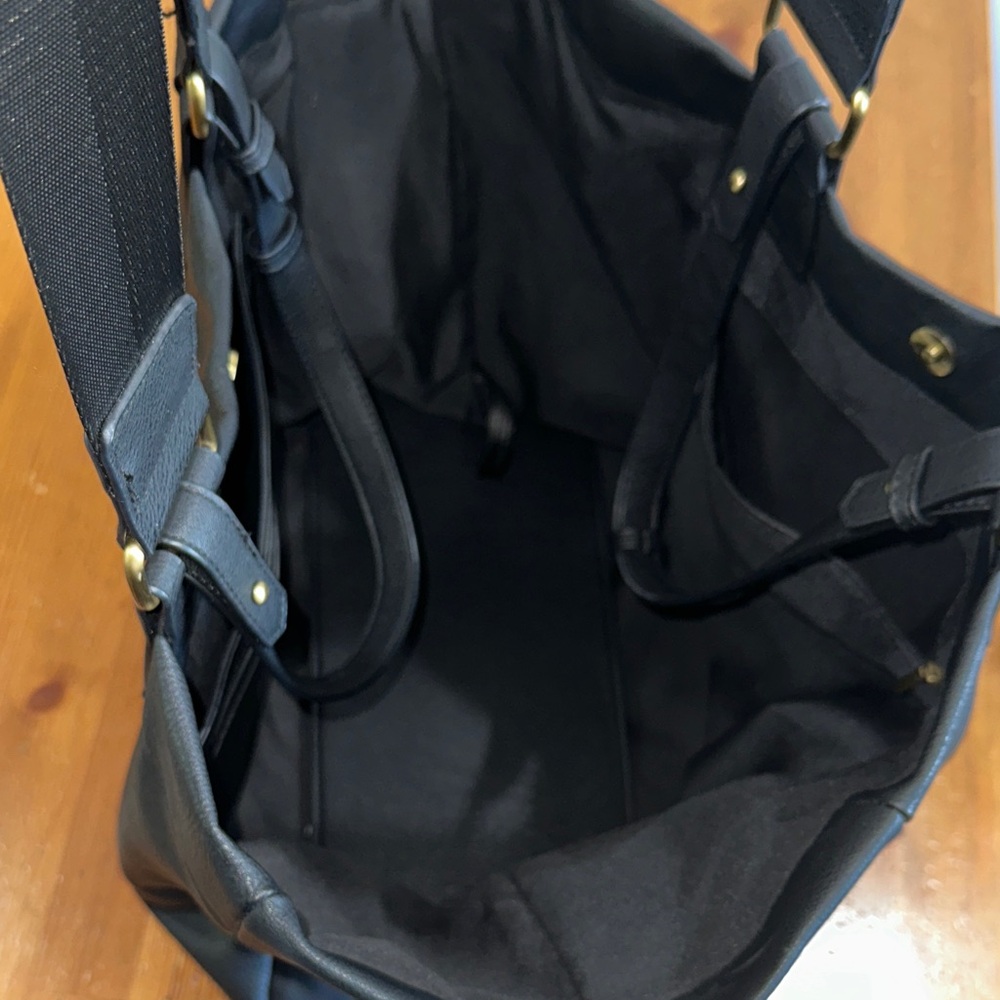 Free People Black Leather Tote with Dual Straps and Subtle Hardware - Picture 6 of 11
